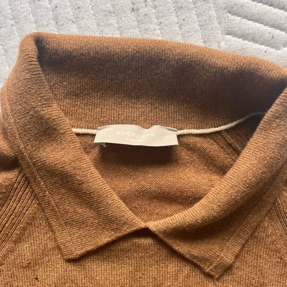 Everlane Cashmere Collared Sweater Pullover, brown, XS - Picture 2 of 7